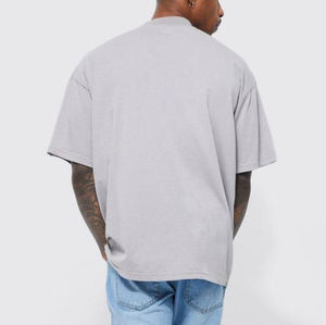 NOUVEAU T-shirt en coton tissé pour homme, design personnalisé, streetwear décontracté, col rond côtelé, coupe ample, poids lourd 220 g/m², grandes tailles - Product Image 4