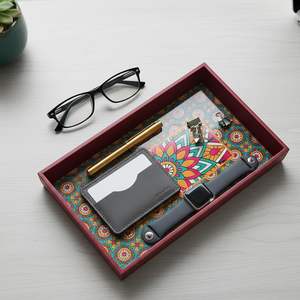 Plateau de service en bois multifonctionnel, organisateur de cuisine et de salle à manger, couleur marron disponible avec autocollant personnalisé disponible, meilleur prix - Product Image 1