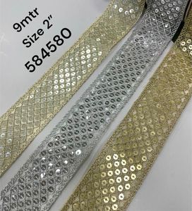 Fait sur mesure en trois couleurs de 2 pouces de largeur en lacets brodés de 5 mm de taille de séquence pour les robes de mariée et pour la revente. - Product Image 6