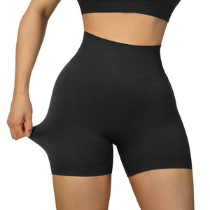 Short de sport respirant d'entraînement vierge pour femmes en gros Short de course à pied de compression pour femmes Taille élastique Polyester Spandex - Product Image 5