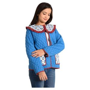 Manteau d'hiver matelassé en coton élégant pour femmes Veste à imprimé bloc Veste longue de créateur à volants pour les fêtes Festive Respirant - Product Image 2