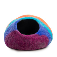 Modern premium kleine kattenholletje gestreept dierenpatroon wollen stijl comfortabel huisdierenbed in regenboogkleuren vilt cadeau voor honden
