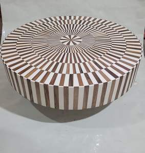 Respetuoso con el medio ambiente, de alta calidad, hecho a mano, de lujo, personalizado, con incrustaciones de flores redondas, mesa auxiliar y taburete de resina, muebles hermosos - Product Image 4