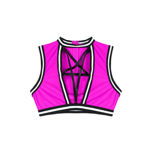 Lencería Sexy de alta calidad para mujer, uniforme de porristas, Top sin mangas con minifalda plisada a rayas para actuaciones de baile - Product Image 6