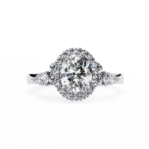 Anillo de compromiso de diamante cultivado en laboratorio certificado IGI de 1,00 quilates, joyería de boda de oro de 18 quilates de lujo con elegante diseño de Halo - Product Image 3