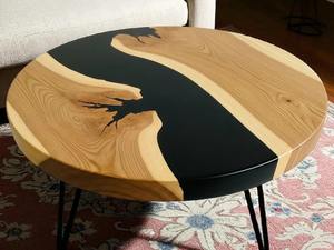 Table à manger en bois d'acacia en résine artisanale moderne de luxe Bleck, table de salon imperméable, table de mariage, table de retraite, table de condoléances, table de Diwali - Product Image 2