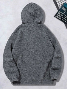 Men's 100% Cotton Blank Thick High Quality Oversized Pullover Custom logo Print <b>Sherpa</b> <b>Hoodie</b> and Sweatshirt - Product Image 2