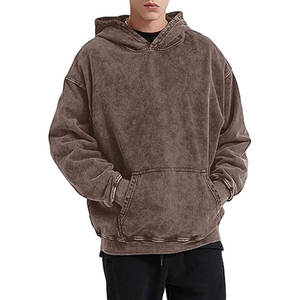 Sweat à capuche homme mode sweat à capuche surdimensionné pour hommes femmes Hip Hop épaule tombante label privé pull à capuche Vintage lavé à l'acide - Product Image 1