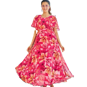 Vestido Largo de Diseño con Estampado Digital de Georgette Fancy Fox para Venta al por Mayor - Product Image 1