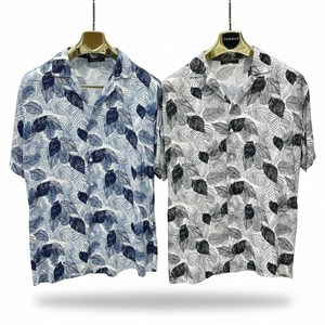 Chemise boutonnée à manches courtes en satin à imprimé floral pour homme, coupe décontractée, col camp, idéale pour les vacances d'été - Product Image 5