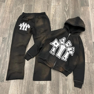 Venta al por mayor Fabricante lavado vintage Chándal Streetwear Peso pesado chándal Diseño personalizado Impreso Logo zip up chándal - Product Image 2