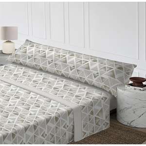 Parure de draps géométriques modernes 100 % polyester tissé avec drap plat, drap-housse, taie d'oreiller, douce au toucher, et housses de couette - Product Image 1