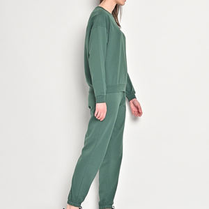 Ensemble de survêtements de jogging en coton uni imprimé pour femmes slim personnalisé deux pièces vêtements d'hiver avec pantalon - Product Image 3