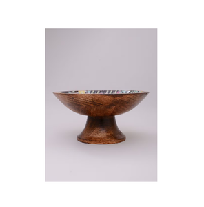 Frutero de madera e impreso con hoja de flor de metal, cuencos de fruta de vidrio transparente únicos, mesa decorativa - Product Image 5