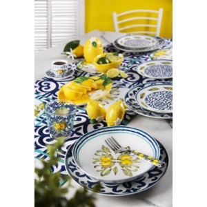 Set di Stoviglie in Porcellana Design Italiano 18 Pezzi |   Limone d'Amalfi Mediterraneo |   Adatto alla lavastoviglie |   Excelsa - Product Image 5
