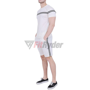 2024 logotipo personalizado verano 2 piezas hombres conjunto corto transpirable Jogger algodón hombres camisetas y pantalones cortos conjunto al por mayor tarifa OEM - Product Image 6