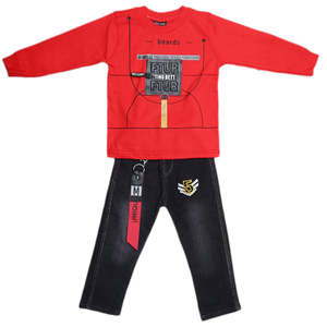 Traje de 2 Piezas de Manga Larga para Niños - Rojo - Product Image 1