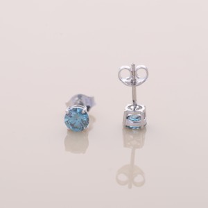 IGI Certified Lab Grown <b>Blue</b> Round Diamond <b>Stud</b> <b>Earrings</b> 14K Yellow / White / Rose Gold Classic Solitaire <b>Earrings</b> - Product Image 6
