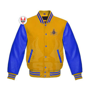 Chaqueta Masónica de Maestro Masón, Chaqueta Universitaria Personalizada |   Chaqueta Universitaria Masónica de Lana con Mangas de Cuero - Product Image 4