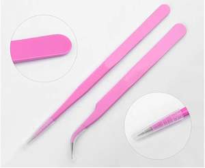 Pinzas de Acero Inoxidable con Punta Recta y Curva para Extensiones de Pestañas y Aplicador de Gel Acrílico para Uñas - Product Image 3