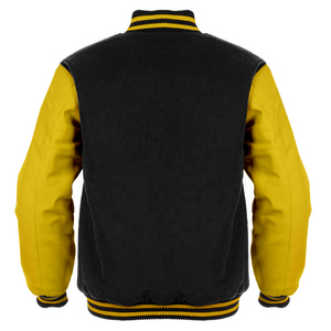 Vintage College Football Style Varsity Jacket con cuerpo de lana negro y gris Real CollegeBaseballjacket para hombres - Product Image 4