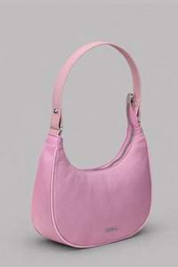 Wholesale <b>Pink</b> Canvas Half Moon Bag Fashion Underarm Shoulder <b>Purse</b> for Women - Product Image 1
