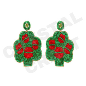 Boucles d'oreilles perlées de fleurs blanches pour femmes patriotique Memorial Day Orange blanc bleu couleur tissu matériel - Product Image 5