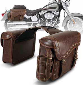 Bolsa de sillín de motocicleta de cuero puro Vintage hecha a mano Classic Brown Cruiser Touring Bikes bolsa lateral con cierre de hebilla - Product Image 2