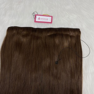 Venta caliente Doble dibujado Color marrón oscuro Halo Extensiones de cabello humano Remy recto Extensiones de halo de cabello humano - Product Image 4