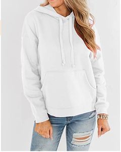 Sudaderas con capucha especiales personalizadas para mujer, sudaderas con capucha de talla grande de algodón en blanco de alta calidad, jersey con cordón de Color sólido de manga larga - Product Image 2