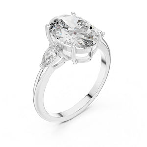 Anillo de Compromiso con Diamante Ovalado y en Forma de Pera Cultivado en Laboratorio, Oro Blanco de 14K |   Anillo de Oficina |   Nuevo Diamante Cultivado - Product Image 5