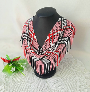 Collier à perles pour femmes, motif géométrique, rose, noir, blanc, style bohème, à porter au quotidien, collier à franges, bijoux - Product Image 2