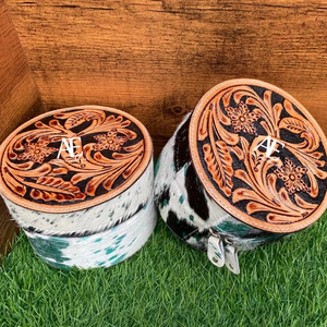 Caja de almacenamiento de cosméticos de maquillaje con estilo, caja de maquillaje de cuero de piel metálica hecha a mano, cajas organizadoras de baño de tocador - Product Image 1