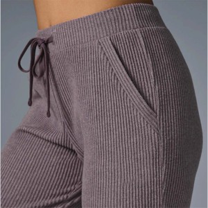 <b>Womens</b> Ribbed Jogger Pants with Pockets High-Waisted Stretchable Joggers with Elastic Waist and Ribbed Texture - Product Image 2