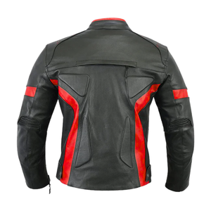 Veste d'équitation de moto en cuir de vachette véritable noir avec panneaux bleus Protections CE veste de moto de course sur route pour hommes - Product Image 5