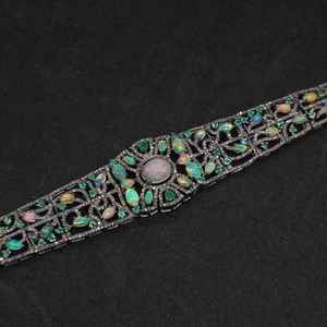 Pulsera de diamantes de esmeralda de ópalo etíope, corte rosa, pavé, Plata de Ley 925, joyería de piedras preciosas, regalo para ella hecha a mano - Product Image 5