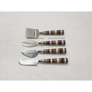 Vaisselle en gros, ensemble de couverts à fromage en acier inoxydable argenté, couverts plats avec manche en résine, couverts de mariage - Product Image 5