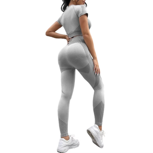 Conjuntos de Yoga profesionales personalizados para mujer, mallas para correr para mujer, 2 uds., tela deportiva de secado rápido, conjuntos de Fitness para gimnasio transpirables - Product Image 6