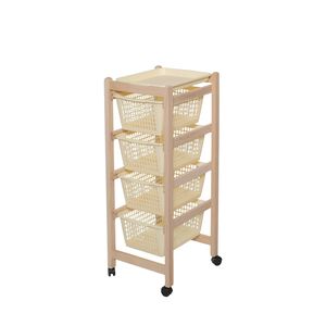 Carrito Organizador de Madera de Haya Maciza con Bandeja Extraíble y Cestas de Plástico Aptas para Alimentos - Para Entrada o Uso en Hoteles - Product Image 2