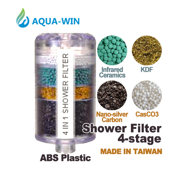 Aqua-Win KDF Plastic Shower Filter 4-Stage with Activated Carbon Lead Removal 6-8 Months Filter Life for Household & Hotel Use
