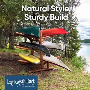 Log K a y a k Rack 6 Place Canoe Racks Stands de planche à pagaie autoportants Support de planche de surf, pagaies de canoë ou supports de stockage SUP - Product Image 3