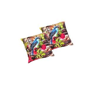 Set 2 Multicolor Digital Print Bird Cushion <b>Covers</b> 16x16 Square Handmade Decorative <b>Throw</b> Pillow <b>Covers</b> for <b>Sofa</b> Bed Accent - Product Image 4