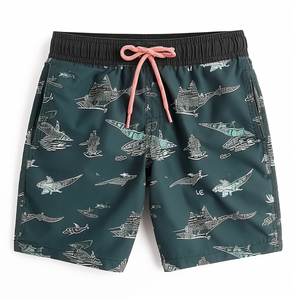 Pantalones cortos de playa de cintura alta para hombre con cordón ajustable, tela transpirable y suave para una mayor comodidad para la ropa de playa de la piscina de vacaciones - Product Image 2