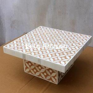 Exhibición de vajilla de soporte de pastel de madera artesanal de lujo al por mayor con herramientas de pastel decorativas superiores redondeadas - Product Image 3