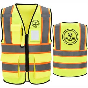 Chaleco de seguridad para hombres y mujeres, 7 bolsillos, chaleco de seguridad reflectante de alta visibilidad, cremallera frontal - Product Image 4