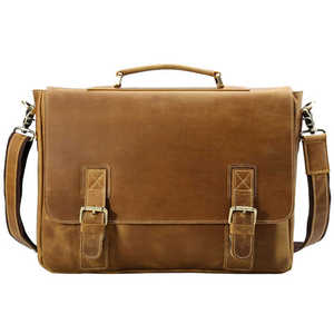 Wholesale <b>Mens</b> Genuine Leather Briefcase Vintage <b>Messenger</b> Laptop <b>Bag</b> Office Handbag with Shoulder Strap Handle - Product Image 1