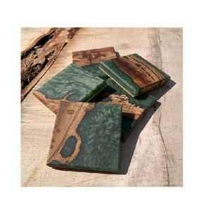 Top Quality Customize Handmade Square Epoxy Resin & Wood Resin <b>Sea</b> Green Decorative Coasters for Giveaways Gifts Stone Coasters - Product Image 6