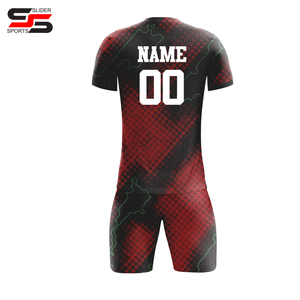 Tenues de football personnalisées avec sublimation intégrale, création de votre propre logo, multicolores et motifs variés, comprenant un maillot et des chaussettes. - Product Image 2