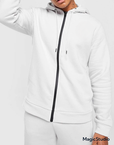 ชุดกีฬาสเวตเตอร์สำหรับผู้ชายเสื้อแจ็กเก็ตกางเกงกีฬา2ชิ้นแบบกำหนดเอง - Product Image 1