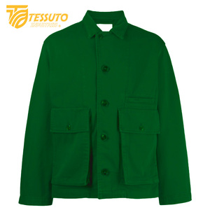 Veste en jean 100% coton tissée en satin pour hommes, vêtements de travail style rue haute, veste décontractée en jean pour hommes, manteaux en laine teintée sur mesure - Product Image 5